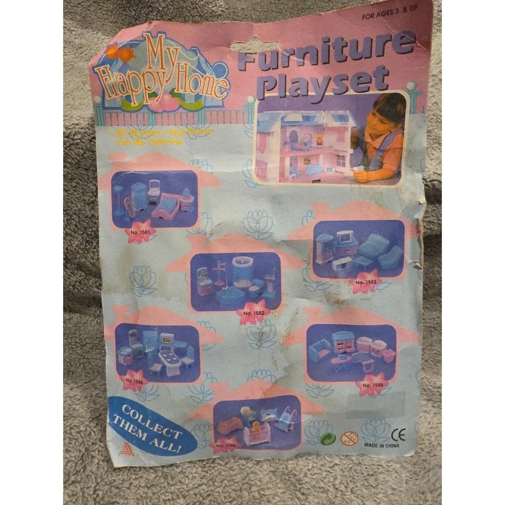 Vintage My Happy Home Furniture Playset 1990 Pink‎ And Blue Furniture